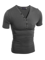 Herren T-Shirt 2021 aus Baumwolle mit V-Ausschnitt und kurzen Ärmeln für Straßen-Style im casualen Stil und Herren