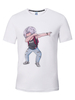 Herren T-Shirt aus Baumwolle mit Rundkragen und kurzen Ärmeln und Printmuster in Weiß