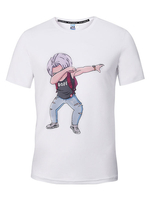 Herren T-Shirt aus Baumwolle mit Rundkragen und kurzen Ärmeln und Printmuster in Weiß