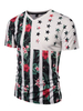 Herren T-Shirt aus Polyester mit V-Ausschnitt und kurzen Ärmeln und Print in Weiß