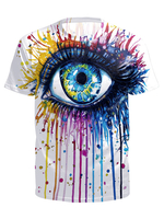 Herren-T-Shirts 3D-gedrucktes schnell trocknendes kurzärmliges weißes Oberteil mit Rundhalsausschnitt für den Sommer