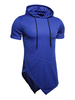 Herren T-Shirts Bequeme Kapuze Asymmetrischer Saum Kurzarm Blau Herren Oberteil