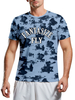 Herren T-Shirts Blue Jewel Neck Bedrucktes Kurzarm-T-Shirt