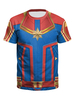 Herren T-Shirts Captain Marvel 3D-gedrucktes; schnell trocknendes Oberteil mit kurzem Ärmel und Rundhalsausschnitt