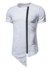Herren T-Shirts Casual Jewel Neck Asymmetrischer Saum Kurzarm Stripe Herren Top