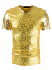 Herren T-Shirts Casual V-Ausschnitt Kurzarm Snakeskin Print Hot Stamping Slim Fit Herrenoberteil