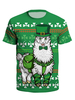 Herren T-Shirts Green Jewel Neck Bedruckt Kurzarm Casual Top