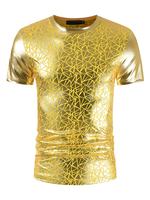 Herren T-Shirts Jewel Neck Kurzarm Snakeskin Print Hot Stamping Slim Fit Herrenoberteil