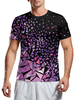 Herren T-Shirts Lila Jewel Neck Kurzarm Bedrucktes Casual T Shirt