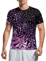 Herren T-Shirts Lila Jewel Neck Kurzarm Bedrucktes Casual T Shirt