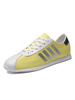Herren Turnschuhe gelb gemütlicher Farbblock PU-Leder Runde Zehe Low-Tops Freizeitschuhe