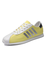 Herren Turnschuhe gelb gemütlicher Farbblock PU-Leder Runde Zehe Low-Tops Freizeitschuhe