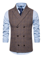 Herren-Unterhemden Business Business Lässige Turndown-Kragenknöpfe Coffee Brown