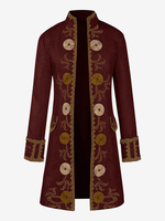 Herren Vintage Kostüm Top Royal Jacquard Langarm Mantel