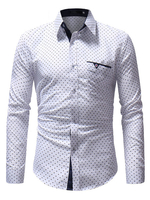 Herren Weißes Hemd Starlet Print Dot Button Down Langarm Freizeithemd