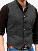 Herren Weste V-Ausschnitt Hochzeitskleid Weste Herrenanzug Weste