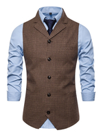 Herren-Westen Hochzeit im britischen Stil Turndown Kragen Knöpfe Kaffee braun