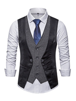Herren-Westen Street Wear Chic V-Neck Schwarz