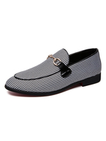 Herren White Loafer Schuhe Bequeme PU-Leder Plaid Slip-On Low-Tops Casual flache Schuhe