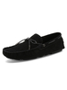 Herren Wildleder Slipper Schwarz Round Toe Bow Driving Schuhe Slip On Bootsschuhe