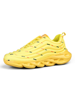Herren Yellow Sneakers Cosy Mesh Round Toe Ombre Muster Low-Tops Sportschuhe