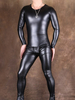 Herren Zentai Kostüm Einteiliger Stretch PU Leder Slim Fit Bodysuit Jumpsuit