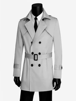 Herren Zweireiher Mäntel Slim Fit Mantel Britischer Windbreaker