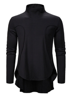 Herrenhemd Hoher Kragen mit langen Ärmeln Unregelmäßiger Saum Patch Slim Fit Shirt