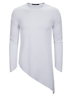 Herrenhemd Jewel Neck Long Sleeves Rundhalsausschnitt Casual Iregular Hem Slim Fit Shirt