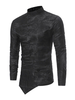 Herrenhemden Freizeithemden Stehkragen Freizeithemd Color Block Freizeithemd For Man Black