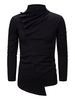 Herrenhemden High Collar Long Sleeves Schwarz Irregular Hem Slim Fit Shirt