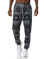 Herrenhose Bedruckt Paisley No Waistline Straight Sweatpants Schwarze Casual Herrenhose
