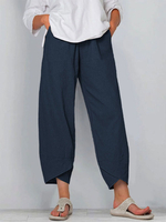 Herrenhose Casual Loose Polyester Deep Blue Lange Hose