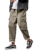 Herrenhose Lässige natürliche Taille Gerade Cargo Hose Graue Herrenhose