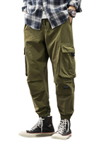 Herrenhose Lässige natürliche Taille Gerade Cargo Hose Grüne Herrenhose