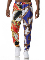 Herrenhose Palace No Waistline Straight Casual Bedruckte Jogginghose Blaue Herrenhose