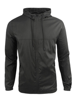 Herrenjacke mit Kapuze Reißverschluss Polyester Modische schwarze Jacke