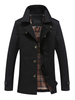 Herrenjacke2020 Trenchcoat Schwarz Frühling Mantel Umlegekragen Langarm Jacke