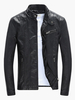 Herrenlederjacke 2020 Stehkragen Langarm Zip Up Kurzjacke Schwarz Motorradjacke