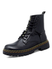 Herrenstiefel Bequeme PU-Leder-Stiefel mit runder Spitze zum Schnüren der Mitte der Wade