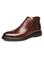 Herrenstiefel Round Toe Brown Leder Chelsea Stiefel Cowboystiefel