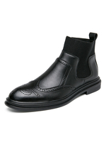 Herrenstiefel Round Toe Leder Bestickte Chelsea Stiefel Herrenschuhe