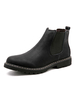 Herrenstiefel Round Toe Leder Schwarze Stiefeletten Chelsea Stiefel