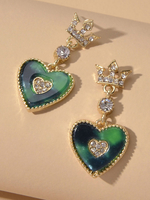 Herz baumeln Ohrringe Krone Frauen Schmuck