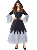 Hexen-Karneval Kostüm-Kostüme Schwarze zweifarbige elegante Polyester-Frauen-Feiertags-Kostüme