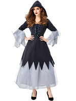 Hexen-Karneval Kostüm-Kostüme Schwarze zweifarbige elegante Polyester-Frauen-Feiertags-Kostüme