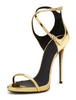 High Heel 2020Sandalen Gold Open Toe PU Leder Criss Cross Abendschuhe für Frauen