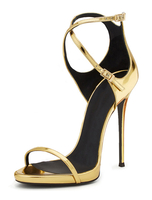 High Heel 2020Sandalen Gold Open Toe PU Leder Criss Cross Abendschuhe für Frauen