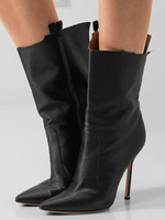 High Heel Booties Spitz Zehen Stiletto Slip Auf PU Stiefel Für Frauen in Schwarz