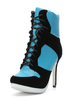 High Heel Booties Blau Spitzschuh Schnürschuhe Damen Ankle Boots